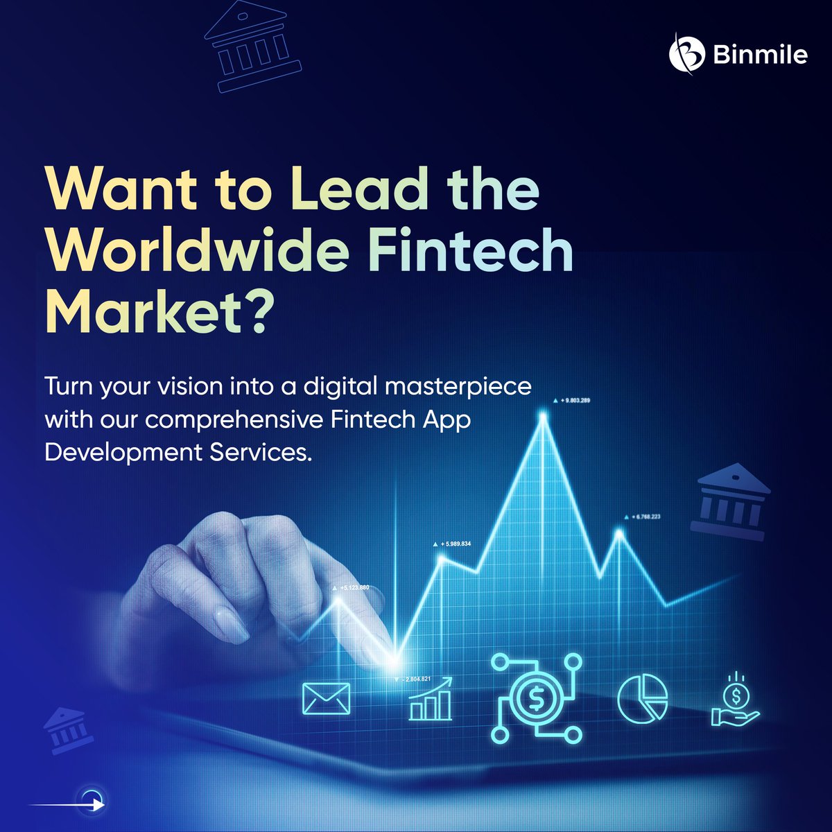 Evolve seamlessly in finance's fast-paced world. 

Stay ahead in the fintech industry with @BinmileOfficial's leading-edge fintech app development services. 

binmile.com/industry/banki…