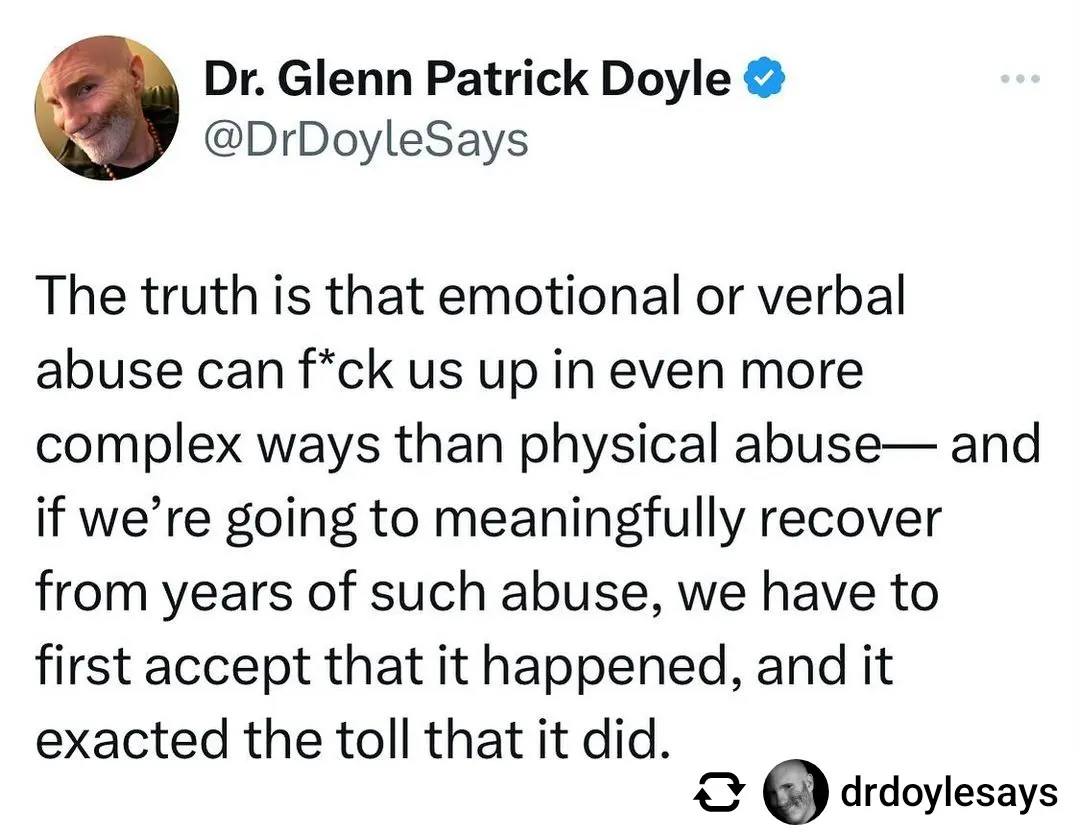 Posted @withregram • @drdoylesays

#emotionalabuse #verbalabuse #abusesurvivor #abuserecovery