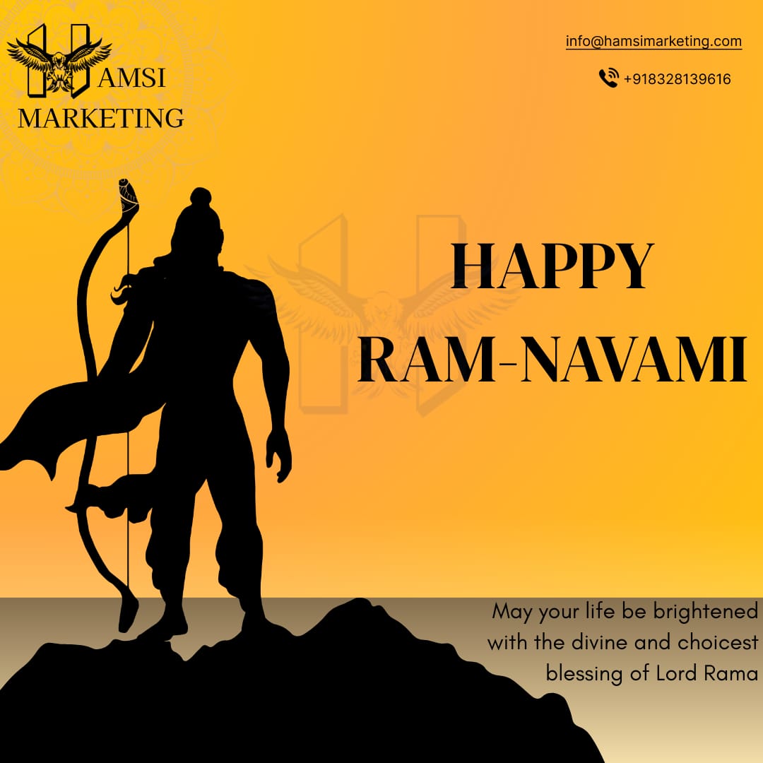 Wishing everyone a blessed Ram Navami! May the divine blessings of Lord Rama bring joy, peace, and prosperity into your lives. Connect with us at: - info@hamsimarketing.com - +91 8328139616 #RamNavami #LordRama #RamMandir #Sooryatilak #Ayodhya #RamLala