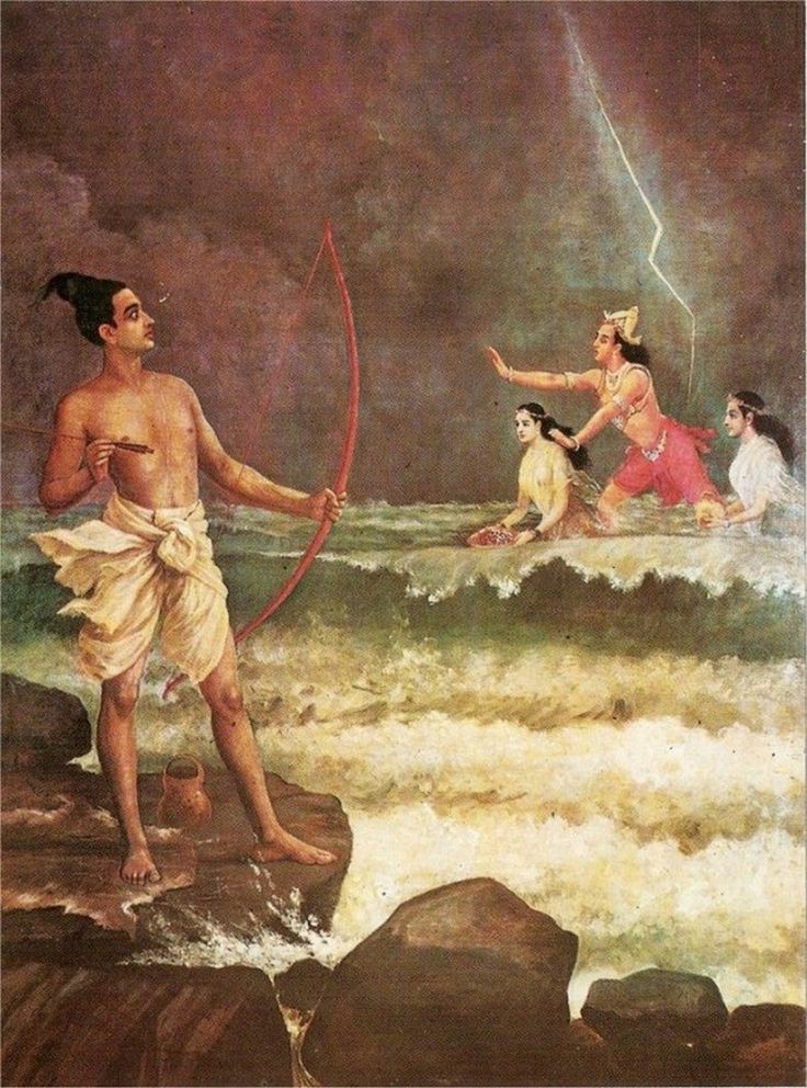 Raja Ravi Varma's captivating painting, Ram vanquishing the pride of ocean. 
#RamNavami