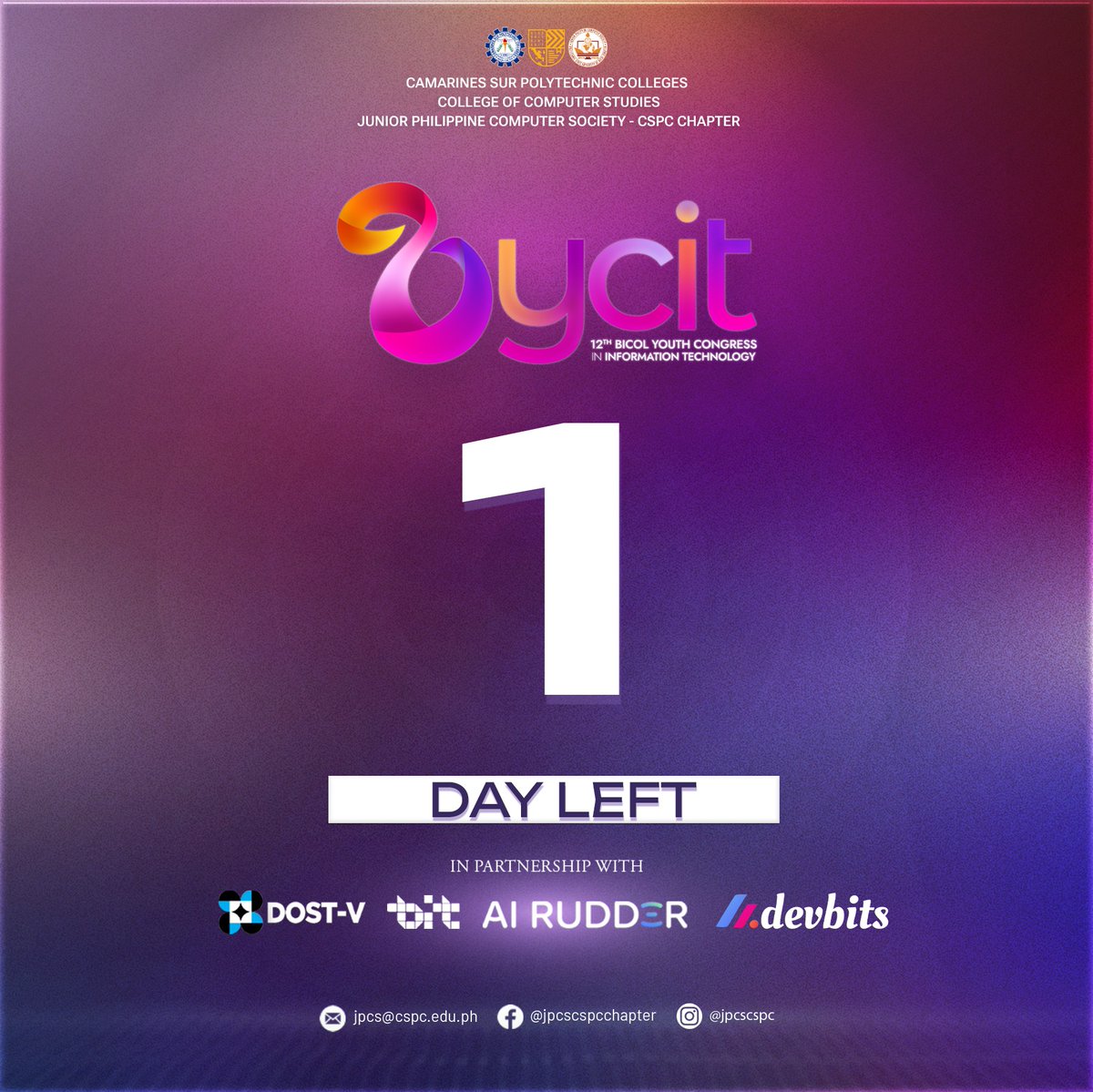 devbitsph's tweet photo. Marhay na aga, Bikolandia!!! 👋

We are very excited to support the 12th Bicol Youth Congress in Information Technology (BYCIT). 

Dropby at our booth tomorrow and share your experience at BYCIT! 🥳 https://t.co/IGMDVL1jBw