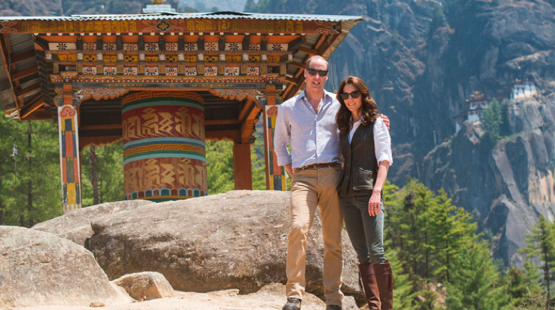 In 2016, Prince William and Princess Catherine embarked on a seven-day tour of India and Bhutan. 
Walking boots for a hike up Paro Taktsang, the Tiger’s Nest monastery. 
It was a grueling five-hour, high-altitude hike through the Himalayas - effortlessly the pair made it look.