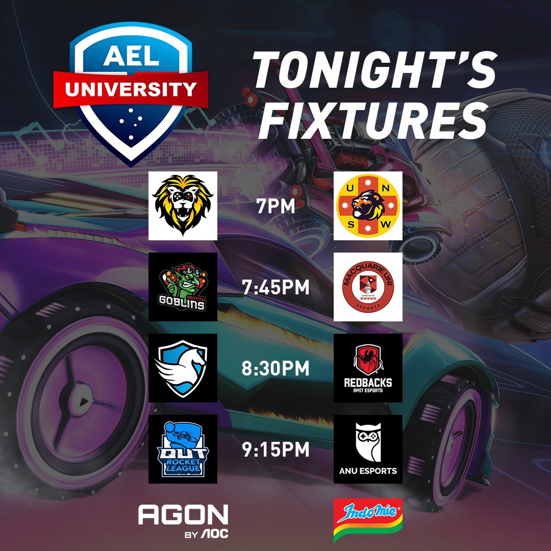 ⚽UNI ELITE SERIES RETURNS TONIGHT⚽

🔴6:45PM AEST
📺twitch.tv/auesportsleague
🎙️@MattSe123 &amp; <a href="/JakeRL/">JakeRL</a> 
🎬<a href="/nottimii/">Timii</a> &amp; <a href="/4ngrymanRL/">4ngryman</a> 

The AEL is proudly sponsored by <a href="/AGONbyAOC/">AGON by AOC</a> &amp; <a href="/Indomielovers/">Indomie</a>
