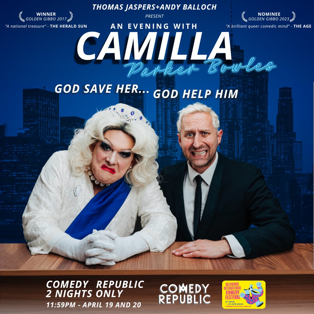 An Evening With Camilla Parker Bowles is at Comedy Republic this weekend!Expect part improv, part stand up and just a light touch of treason. With only 2 nights to see these two queens go head to head, tickets will sell faster than Prince Andrew’s assets: comedyrepublic.com.au/event/38:326/