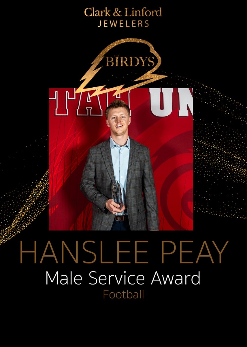 Congratulations to Hanslee Peay for winning the Male Service Award at the 2024 BIRDYS! #TBirdNation ⚡️ #RaiseTheHammer  Thank you to our sponsor Clark & Linford Jewelers!