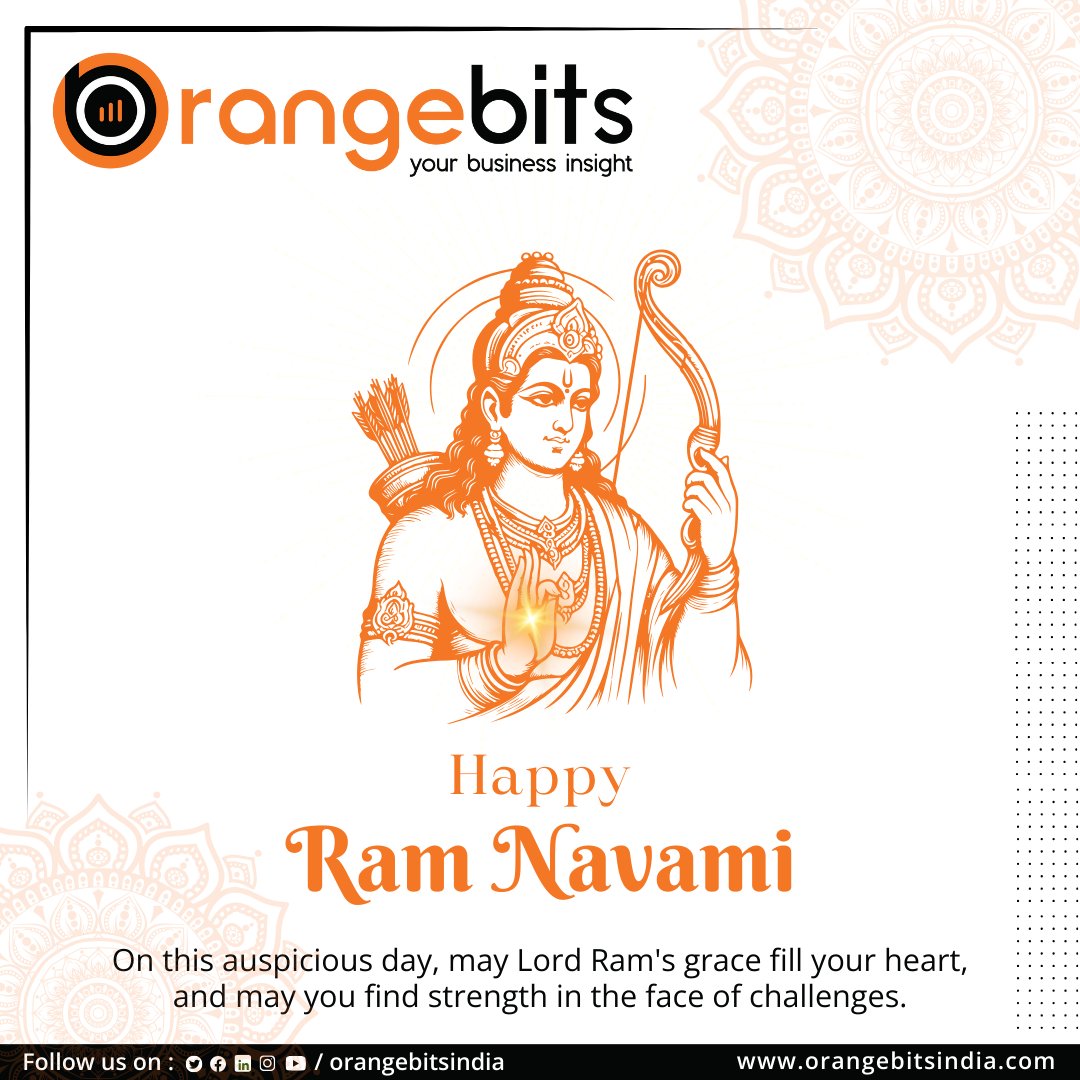 May the blessings of Lord Rama illuminate your path with righteousness and joy!

Happy Ram Navami!

orangebitsindia.com

#orangebitsindia #RamNavami #JaiShriRam #LordRama #Ramayana

#DivineCelebration #Dharma #FestivalOfLights #SpiritualJourney

#DivineBlessings