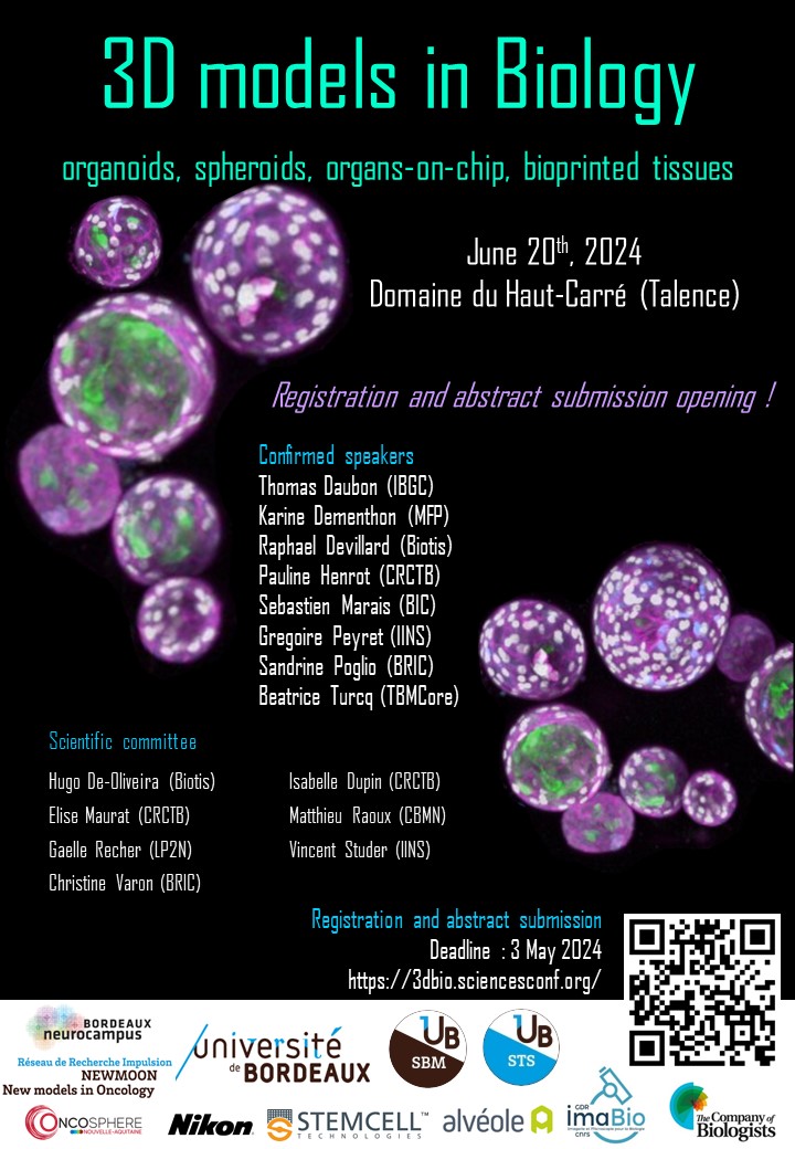 Important reminder, the deadline to register and submit an abstract to our symposium is May 3rd! We have a great list of speakers 🤩 The registration is free but mandatory: 3dbio.sciencesconf.org We look forward to welcome you!