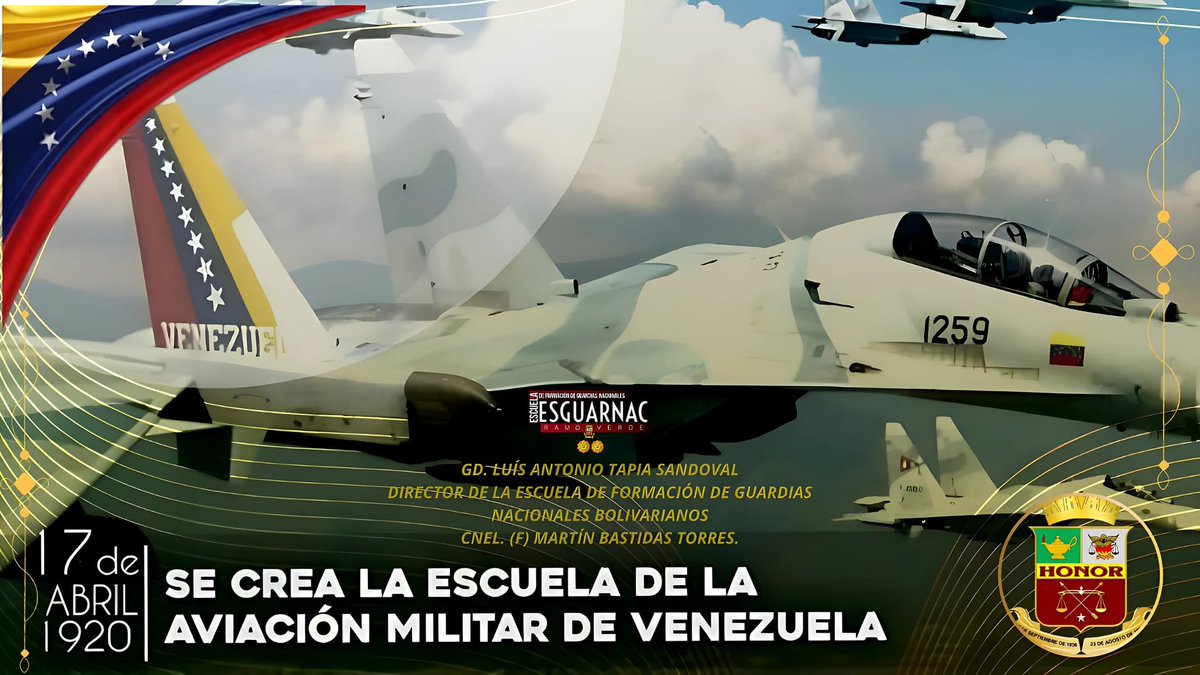 #17Abr El 17 de abril de 1920 se funda la Academia Militar de la Aviación Bolivariana, un centro de formación militar superior que forja hombres y mujeres de honor y compromiso; y una de las siete academias que integran la Universidad Militar Bolivariana de Venezuela.