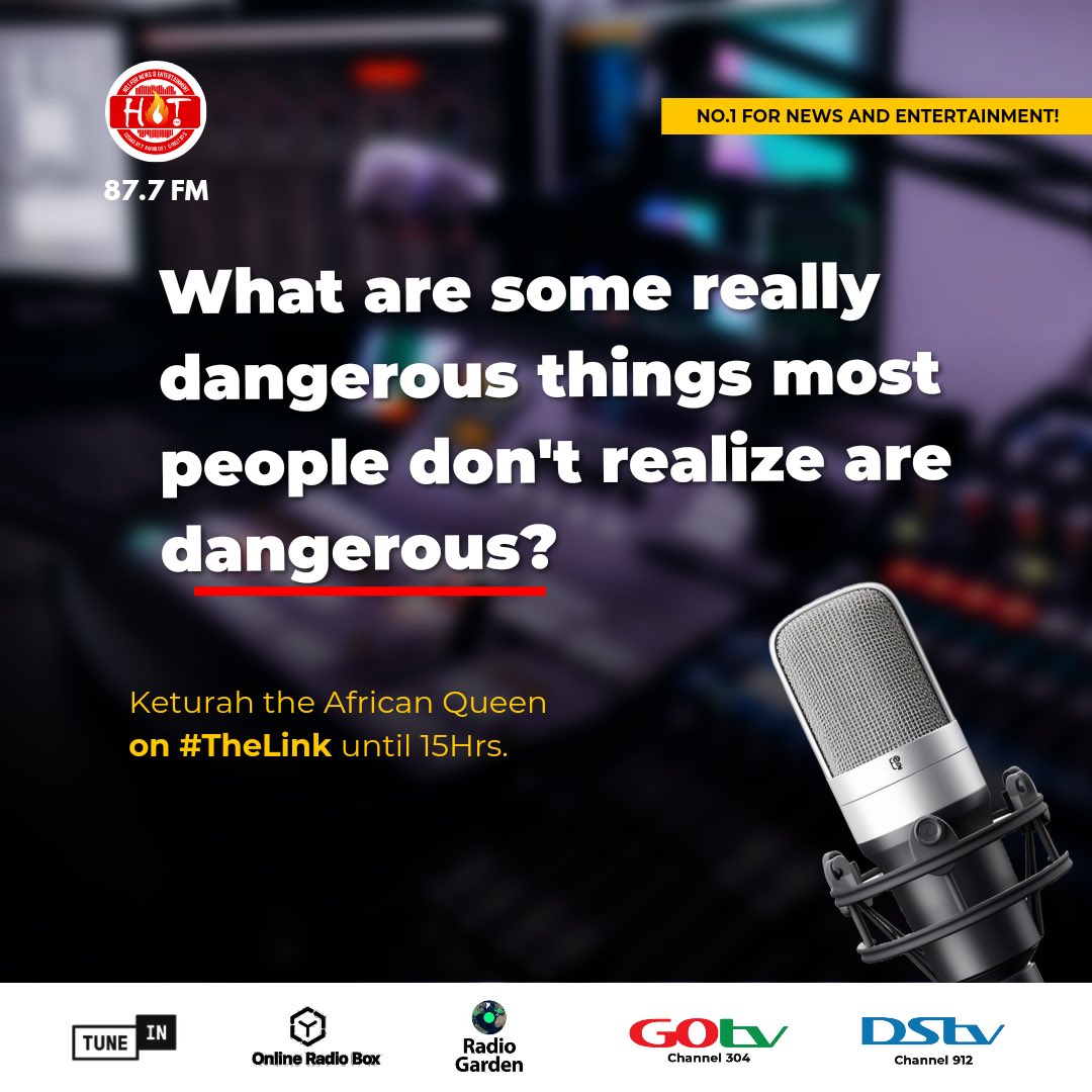HAPPY HUMPDAY! What are some really dangerous things most people don’t realize are dangerous? Join KETURAH on this Wednesday’s edition of #TheLink until 15Hrs. #NumberOneForNewsAndEntertainment #TheLink #HotAt19_24