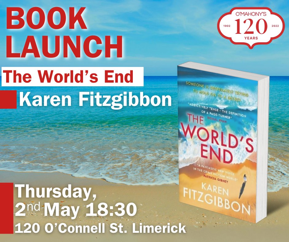 📚Exciting News Alert! 📚 Join us at O'Mahony's Booksellers, Limerick, on Thursday 2nd May at 6:30pm for the thrilling book launch of 'The World's End' by @KarenFitzgibbo7 ! 🎉 Psssst... Find more details in our LinkTree in our bio! @PoolbegBooks #BookLaunch #LimerickEvents