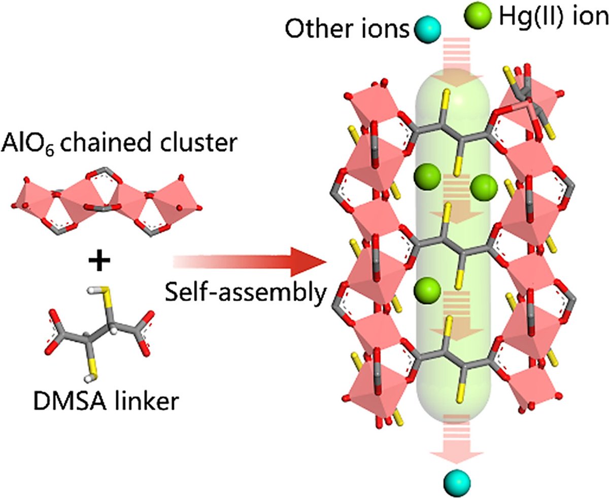 Anchoring thiol-rich traps in 1D channel wall of metal-organic framework for efficient removal of mercury ions @MOF_papers doi.org/10.1016/j.ccle…