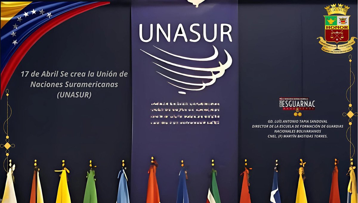 #17Abr Cada 17 de abril celebramos el día de la Unión de las Naciones Suramericanas (Unasur), mecanismo de unidad e integración política, social y económica que fortalece la identidad de los pueblos de Suramérica.