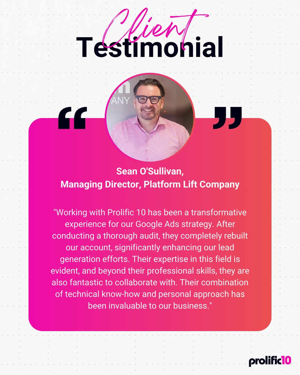 📣 Another satisfied Lead Generation 
client! 

We're delighted to be seeing tangible results for The 
Platform Lift Company Limited. Here's to our 
continued collaboration 🙌

#LeadGeneration #PPC #B2CMarketing #SMEGrowth