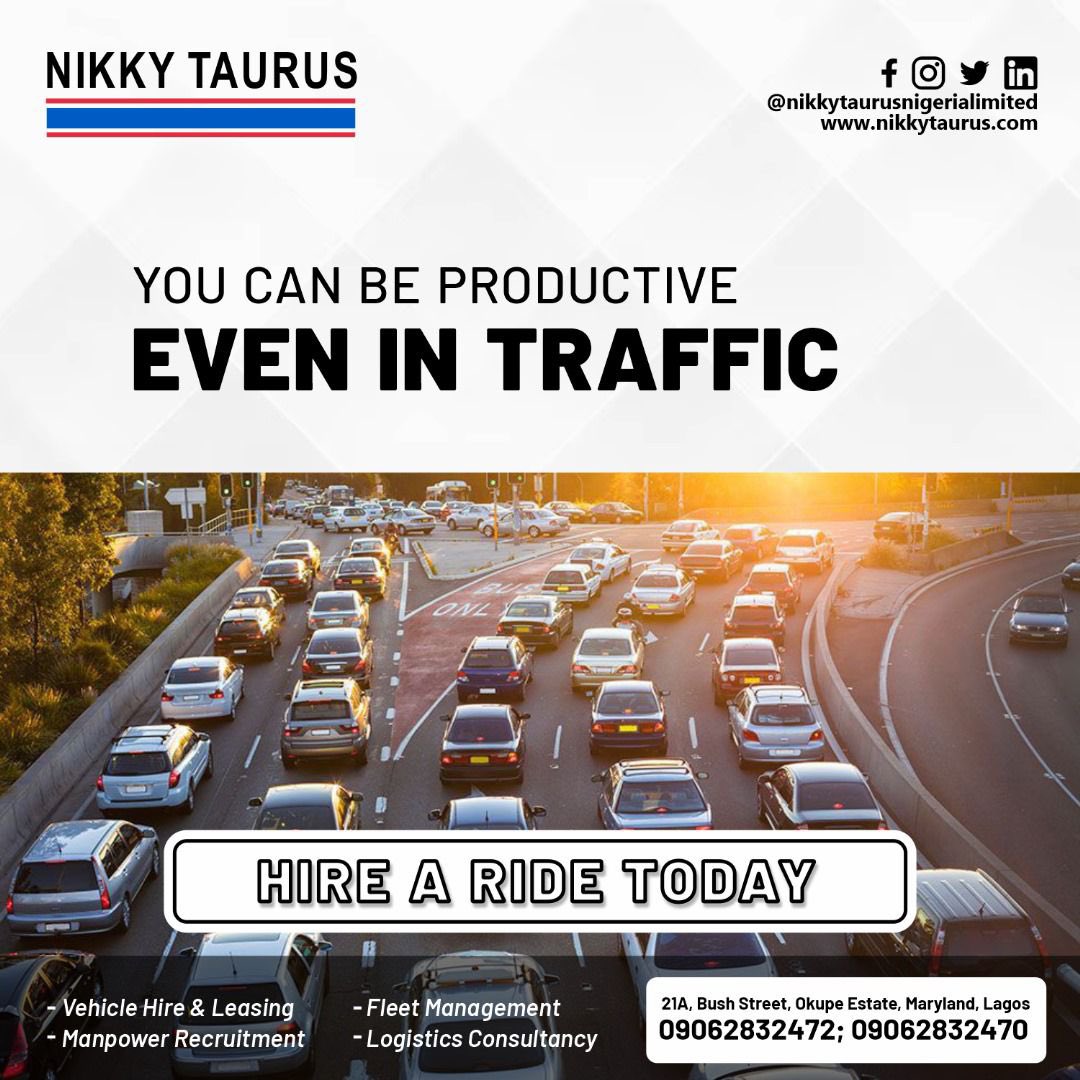 hoose Nikky Taurus and choose to stay productive even in traffic.

#nikkytaurusng #vehiclehire #vehicleleasing