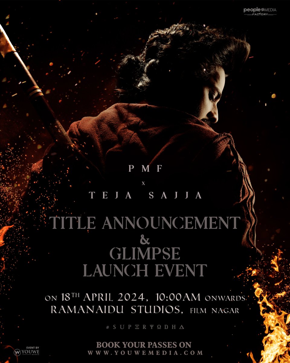 Get ready to witness the world of #SuperYodha with a Massive Launch 🥷 #PMF36 Title Announcement Glimpse Launch Event Tomorrow, 10 AM onwards at Ramanaidu Studios💥 Book your passes here! - youwemedia.com SuperHero @tejasajja123 @Karthik_gatta @vishwaprasadtg…