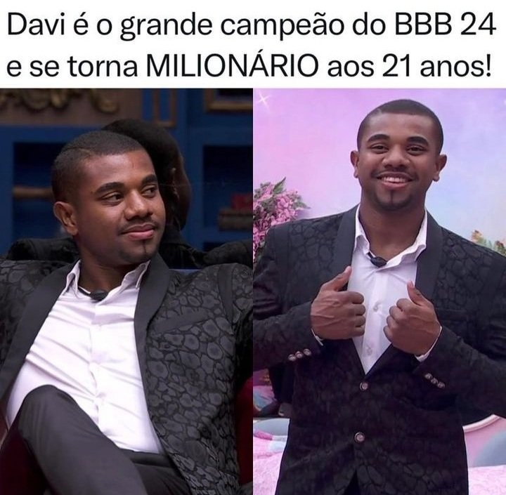 Davi grandão, se Deus é por nós quem será contra nós a favela venceu, o Nordeste venceu, a Bahia venceu, parabéns você é merecedor desse prêmio. 👏👏👏👏👏