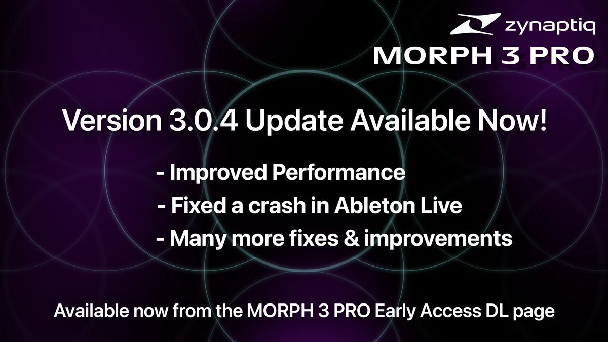 MORPH 3 PRO 3.0.4 available now – performance improvements, fixed a crash in Ableton Live & lots more! zynaptiq.com/morph/morph-3-…