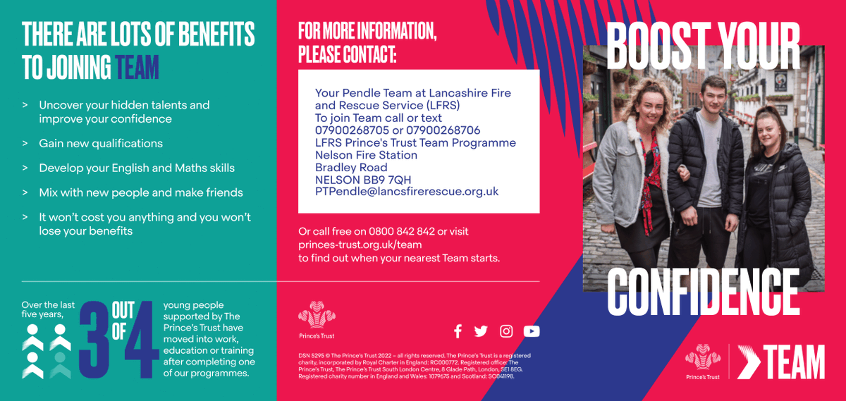 BPRCVS's tweet photo. Struggling to find the right job? Build your CV and gain valuable skills with The Prince's Trust 12-week TEAM programme starting May 6th at Nelson Fire Station! Work experience, certificates, and more! Benefits won't be affected. #PrincesTrust #TEAMProgramme 🚀🔥 https://t.co/xCjrYWWoUE