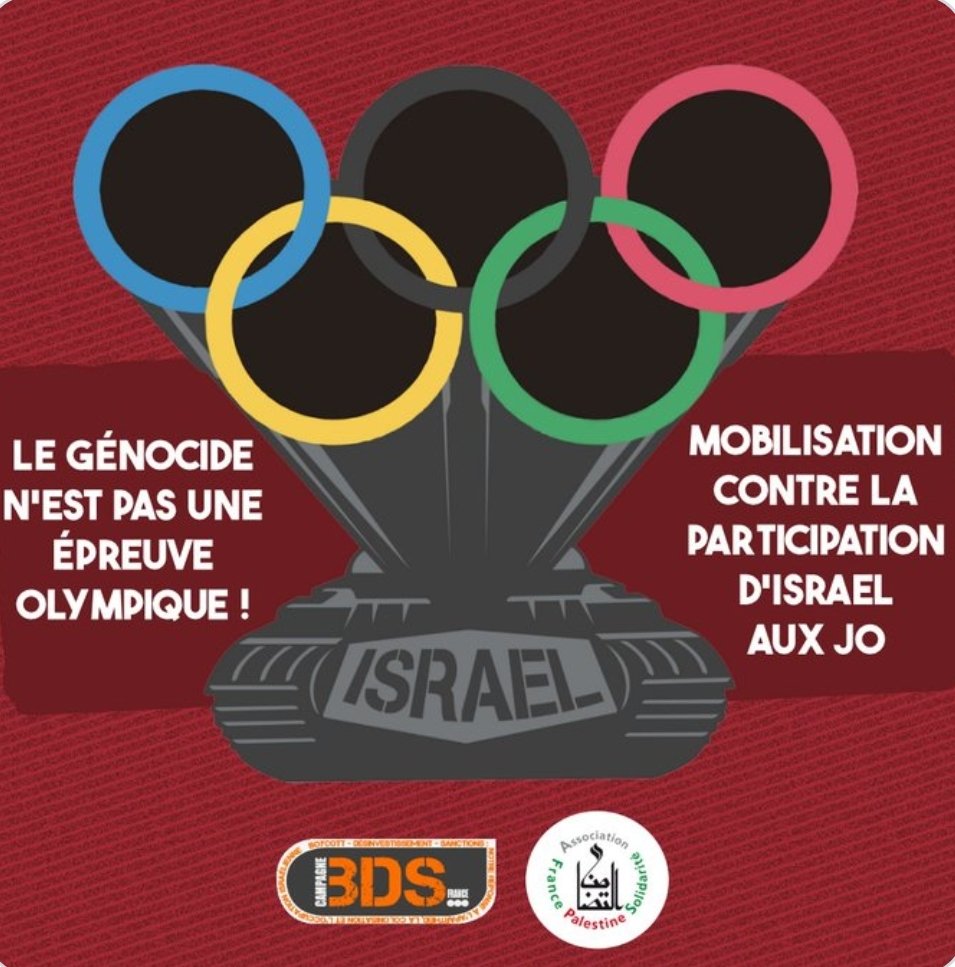 Bravo à l'Algérie !!!
Tout soutien à Israël et au génocide des palestiniens doit être boycotté !!!
#BoycottIsraelJO2024 #BoycottCarrefour #BoycottSFR #BoycottTPMP #BoycottMcDonalds #BoycottArthur #BoycottKFC #BoycottAxa