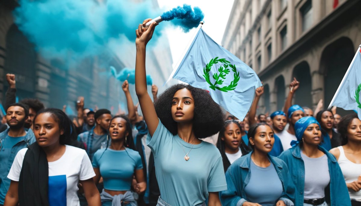 TeameKuflom's tweet photo. Die Eritreische Blaue Revolution stellt sich mutig der transnationalen Unterdrückung des Regimes entgegen. Unterstützen Sie uns solidarisch mit ihrem globalen Streben nach Gerechtigkeit und Freiheit. #TransnationaleRepression #EritreaBlueRevolution #ResistRepression @ParlCH @alai https://t.co/fippIR7Quu