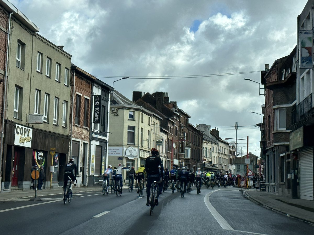 Cold and cloudy but still dry as the riders leave Charleroi @flechewallonne #FlecheWallonne