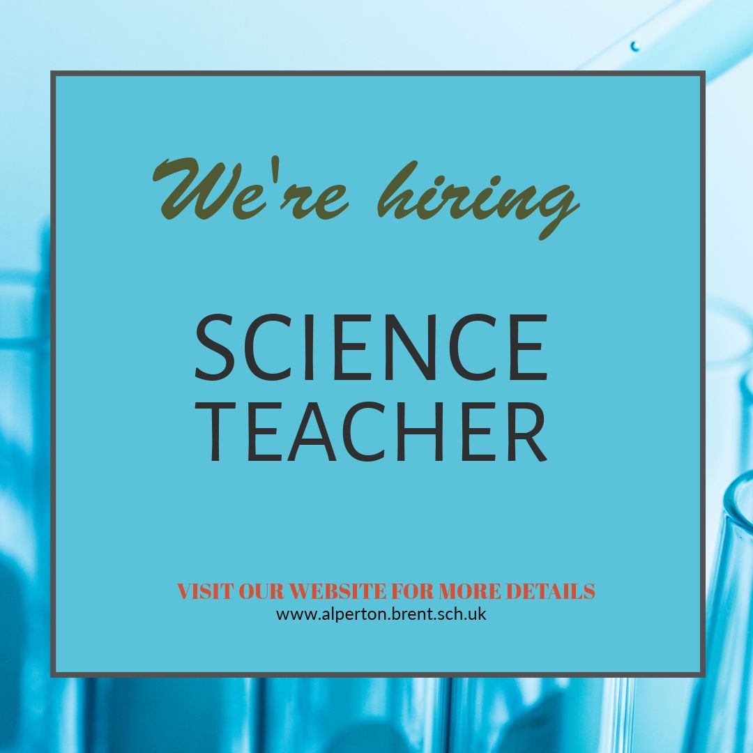 We are looking for a Science Teacher to join our friendly and dedicated team. Closing date: 28 April. For more details about the role and how to apply, please check out this link: bit.ly/3ww8VfT #hiring #scienceteacher #Alperton #Brent