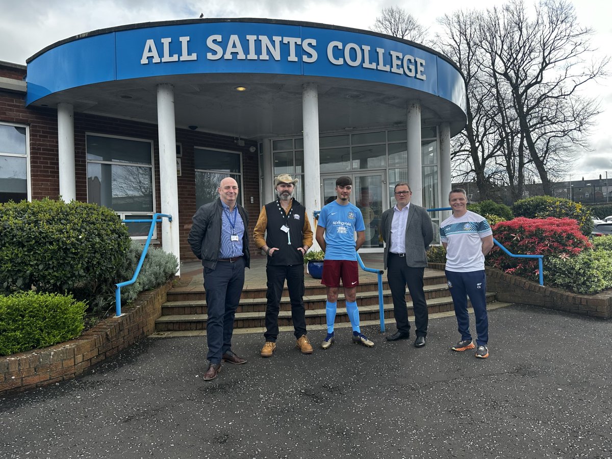 We are excited to be working with All Saints College in sponsoring their football kits with our Springvale logo and also our Youth Programme YouthStart logo. We support secondary schools with the next step in their school leavers careers with vocational qualifications.