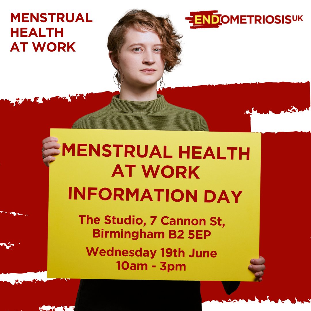 We will be hosting our second Menstrual Health at Work event on Wednesday 19th June in Birmingham. Employers and workplace representatives can join us to learn more about creating supportive environments for those with menstrual health conditions. 👉️ endometriosis-uk.org/civicrm/event/…