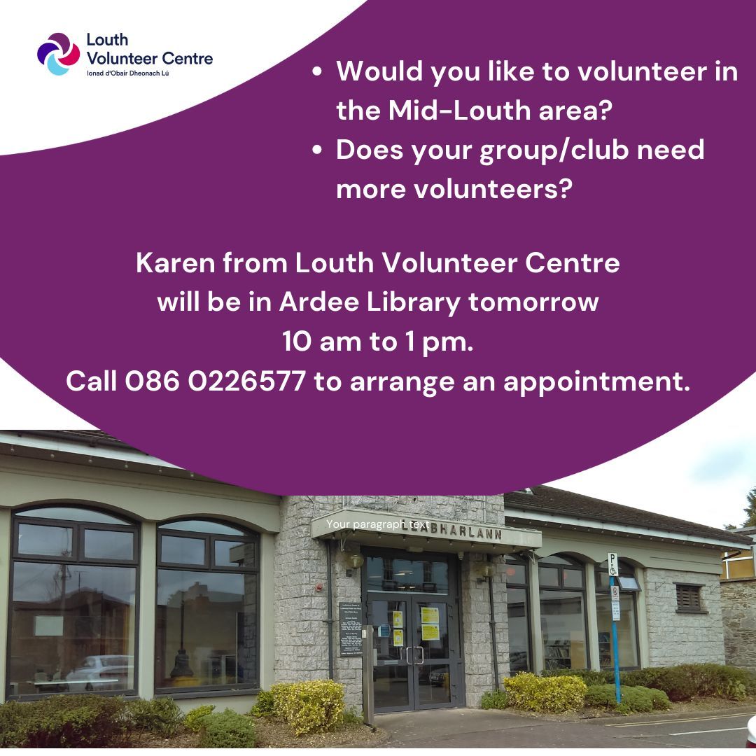 Come and meet Karen tomorrow to chat about volunteering!