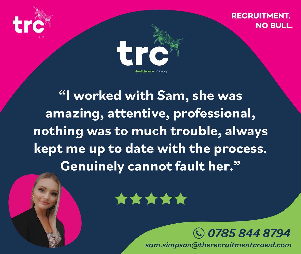 ✅ Yes Sam! Always going above and beyond for her clients 😍 We want to hear your reviews! Head over to g.page/r/CTgjIvWbTXpT… and let us know how we're doing 😁 #CareerGoals #JobSearch #DreamJob #trcgroup #nobull #therecruitmentcrowd