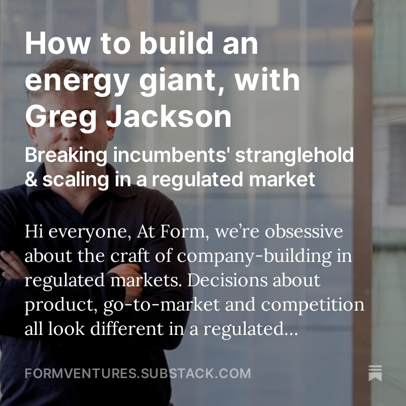 So this was insanely fun:

At <a href="/formventureshq/">Form Ventures</a> we're obsessive about the craft of building a startup in a regulated market -- it's a lot harder and you can do it very well or very badly -- so it was a real privilege recently when I spoke with <a href="/g__j/">Greg Jackson</a> about his experience building