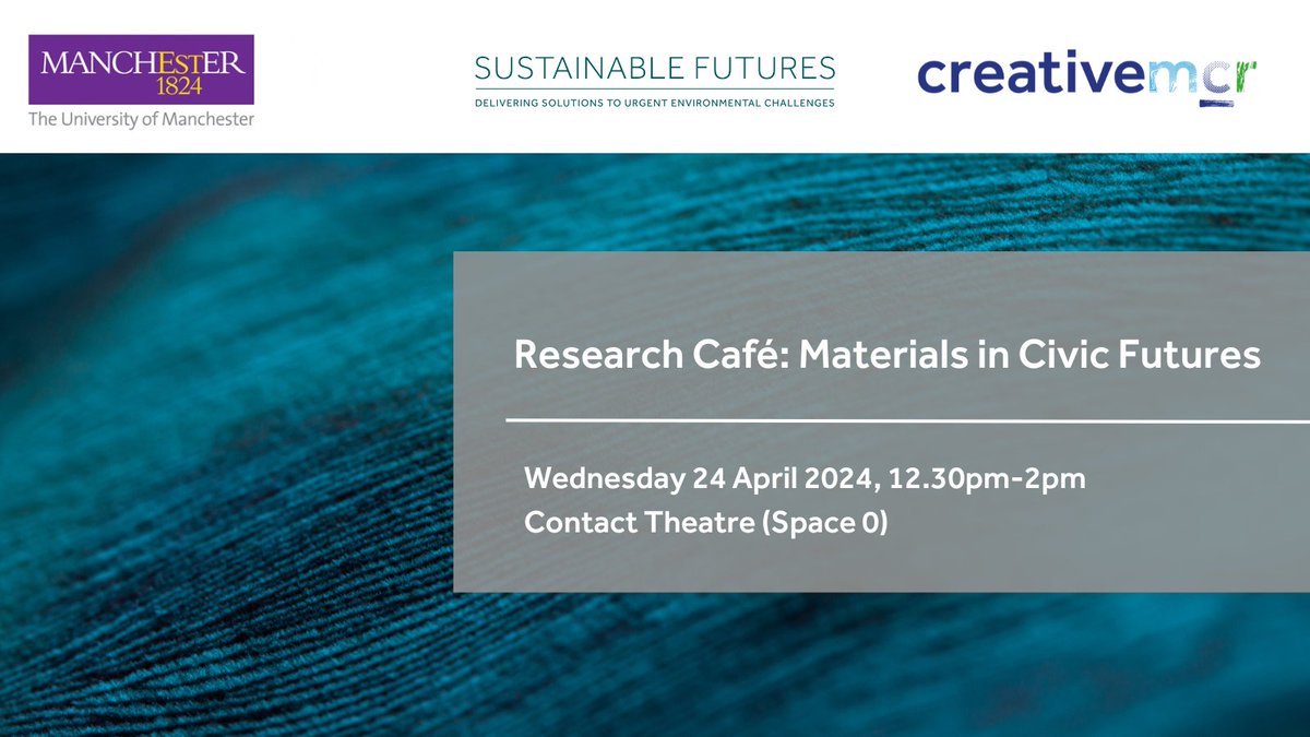 We are very excited to be collaborating with @UoMCreativeMCR next week at the 'Research Cafe - Materials in Civic Futures' with @SustainableUoM's @DrHEHolmes and @CEHenninger🌎☕⬇ 🎟️Free tickets available now ➡️ eventbrite.co.uk/e/research-caf…