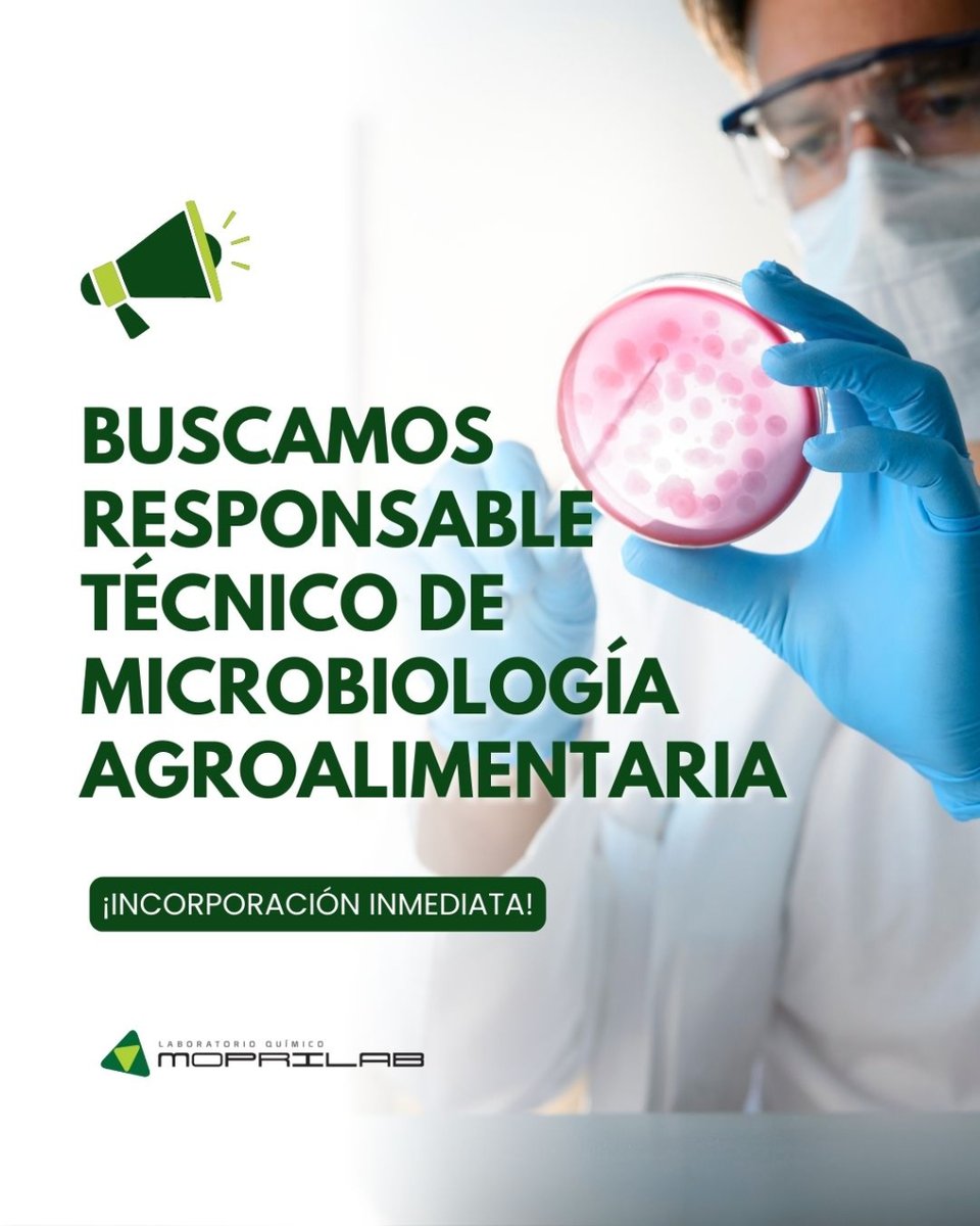 📣¡Oportunidad de empleo!

Requisitos:
🧪 Licenciatura o grado en área técnica
🧪 1 año de experiencia en análisis microbiológicos/gestión de laboratorio
🧪 Formación o experiencia en la norma UNE-EN ISO/IEC 17025

¡Incorporación inmediata!

📩 Escríbenos a direccion@moprilab.com