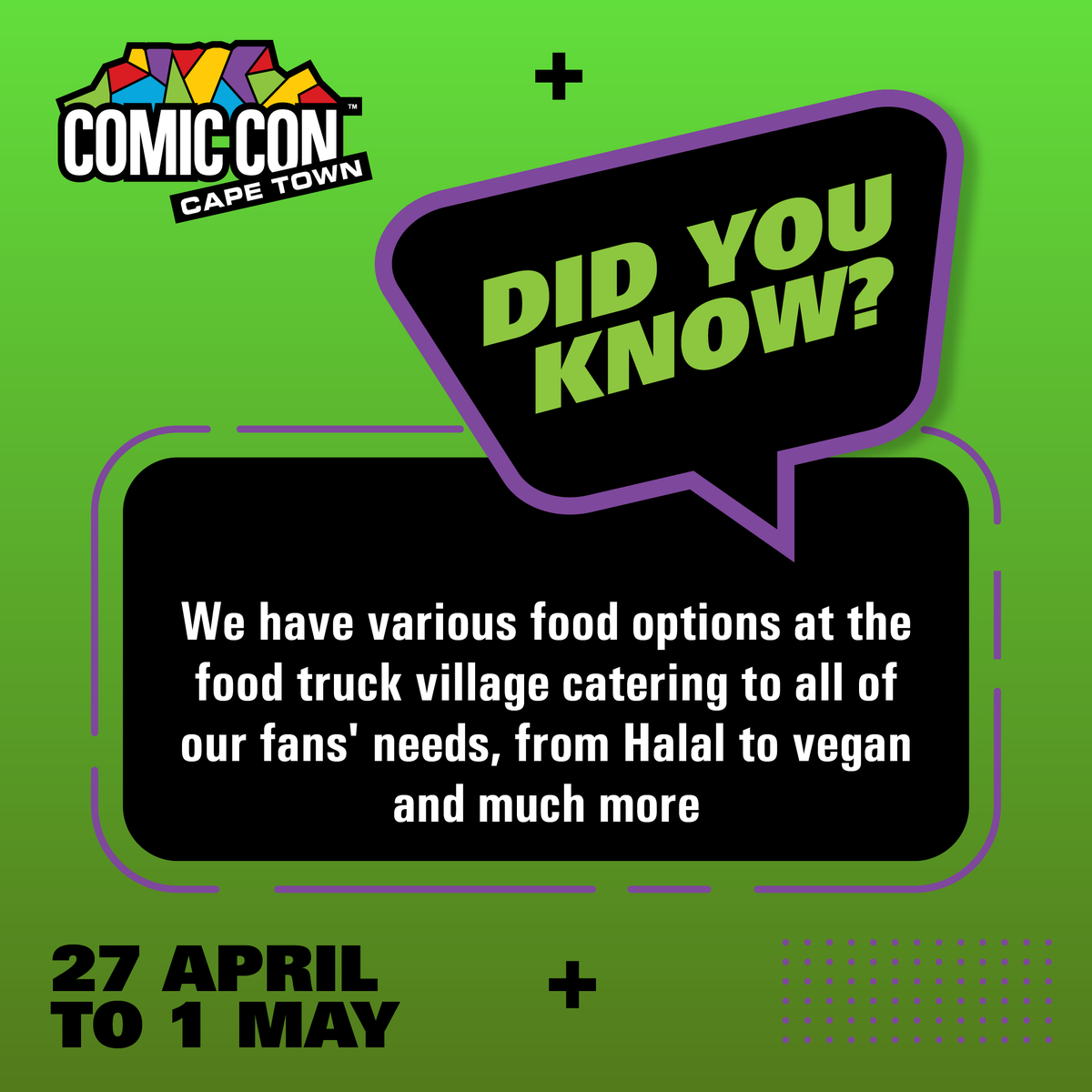 Here are some things you might not know about #ComicConCapeTown 😁 See you next weekend! 27 Apr - 1 May, CTICC 2.