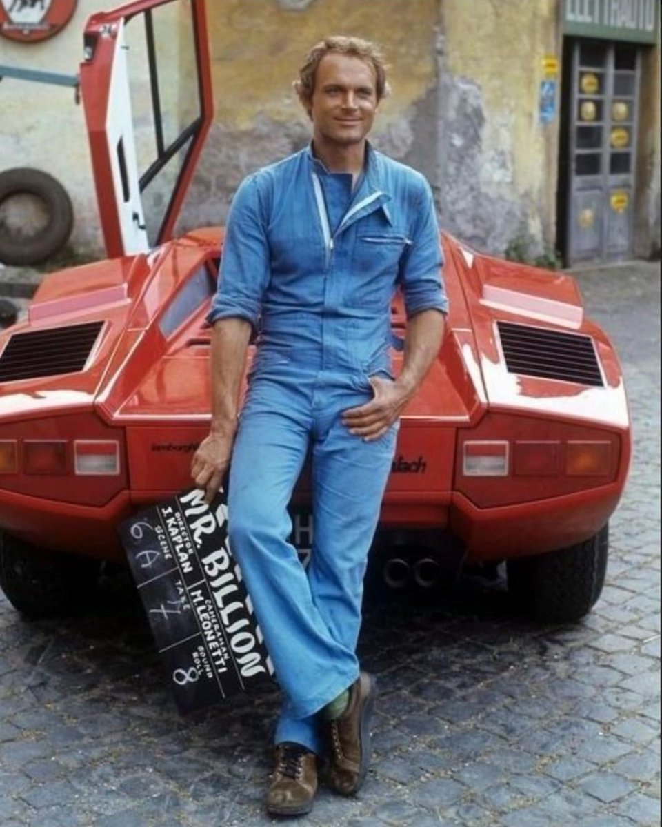 Terence Hill with a Lamborghini Contact on the set of Mr. Billion in 1977...⁠ ⁠ Tag someone who will appreciate this. ⁠ thegentlemansjournal.com/category/gear/… ⁠ #terencehill #lamborghini #supercars #car #engineering #luxury #lifestyle #power #speed #classic #classiccars