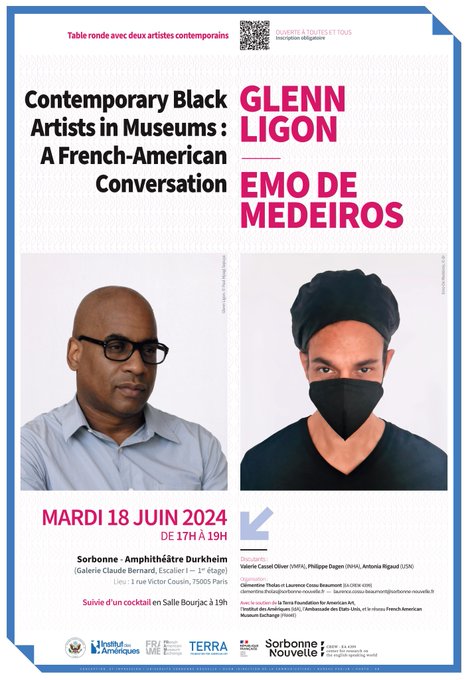 📍 Participez à la #tableronde du 18 juin, ouverte à toutes et tous, autour de la rencontre entre deux artistes contemporains : Glenn Ligon et Emo de Medeiros 🗣️ Discussion en anglais, traduite par des interprètes : univ-paris3.fr/contemporary-b… @crewparis3 @USN_Recherche #museums