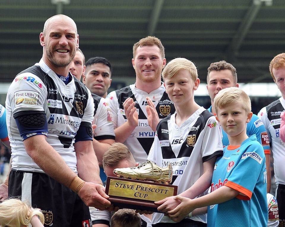 This Friday @Saints1890 will take on @hullfcofficial in the first leg of the @StevePrescott1 Cup at the @twstadium On behalf of the Prescott Family & @SPFCHARITY we cannot thank both clubs and fans enough for the continuation of the great mans legacy #1Precky