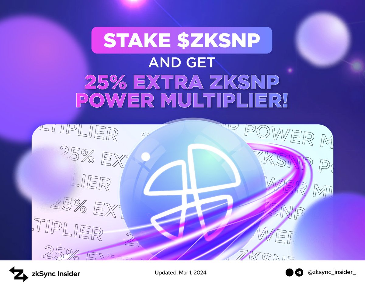 🎉 Sỵnapse Network Staking Promo 🎉

⌛Time: 16/04-23/04

⚡️ STAKE $zkSNP and get 25% extra zkSNP Power multiplier! ⚡️

Act now to optimize your allocations affordably and unlock additional zkSNP Power multiplier! Don't let this opportunity slip away! 🚀✨

✨STAKE HERE:…