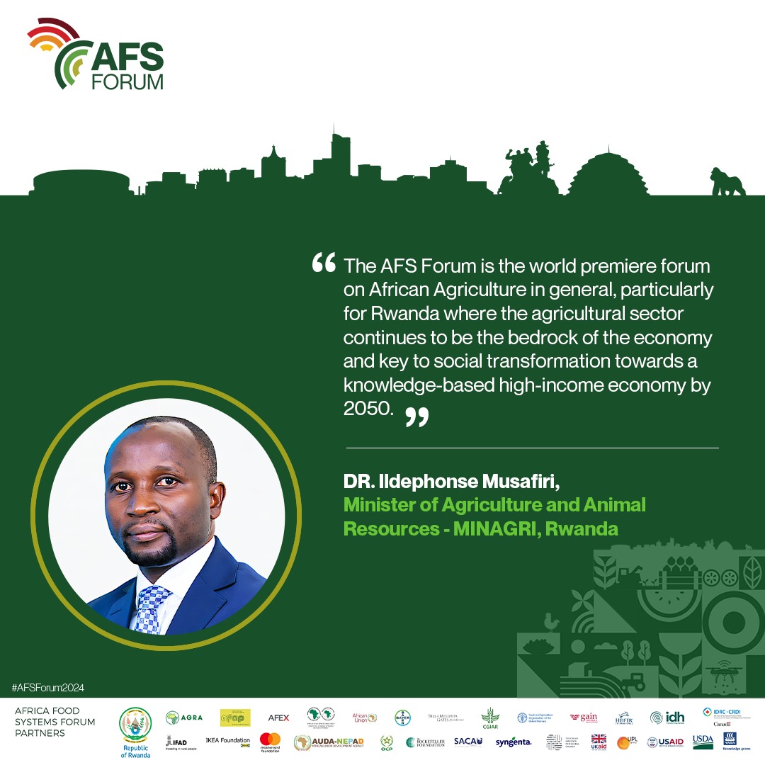 Speaking on the impact of the AFS Forum on the agricultural sector as well as aiding in fulfilling Rwanda's long-term goals. Dr. Idephonse Musafiri, Minister of Agriculture and Animal Resources- MINIAGRI, Rwanda, had this to say during the AFS Forum 2024 launch. #AFSForum2024