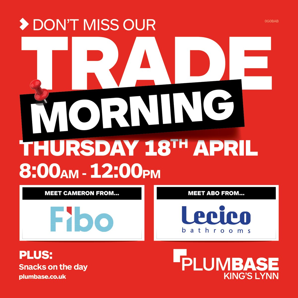🔴TRADE MORNING Thursday 18th APRIL FROM 8AM 🔴 Plumbase KINGS LYNN Your Chance to meet Cameron from Fibo UK and Abo from Lecico Bathrooms and find out all about their latest offers and products. 👊 #plumbers #plumbersmerchants #kingslynn