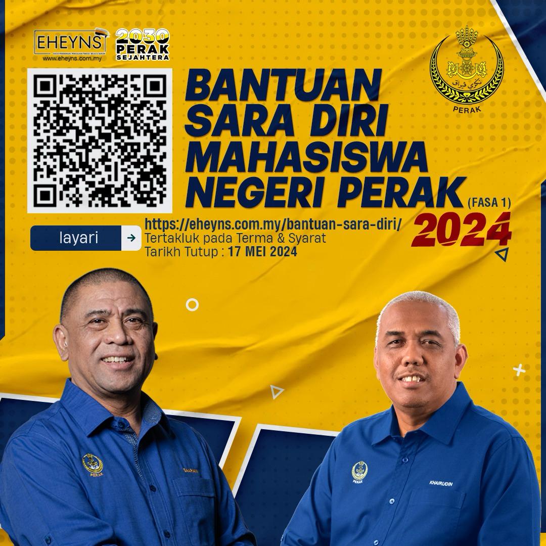 Bantuan Sara Diri & Kecemasan Mahasiswa Negeri Perak telah dibuka untuk permohonan.

Bantuan ini merupakan inisiatif Kerajaan Negeri Perak di bawah kelolaan Pejabat YB Pengerusi Jawatankuasa Pendidikan, Pengajian Tinggi, Belia & Sukan Negeri Perak.