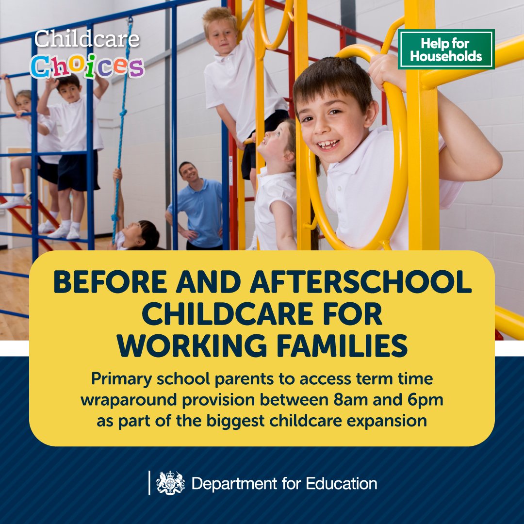 We know many working families with primary school children need before or after-school childcare known as 'wraparound'. Wraparound covers provision for pupils in England during term time between 8am and 6pm, including breakfast clubs, sports clubs or music groups (1/2)🧵