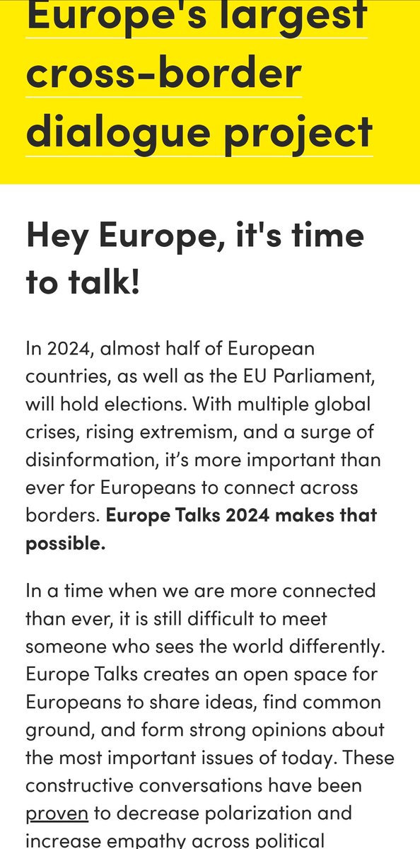 I've signed up to this. Curious to see which discussion partner the algorithm is going to match me with? Looking forward to the conversation. mycountrytalks.org/events/europe-…