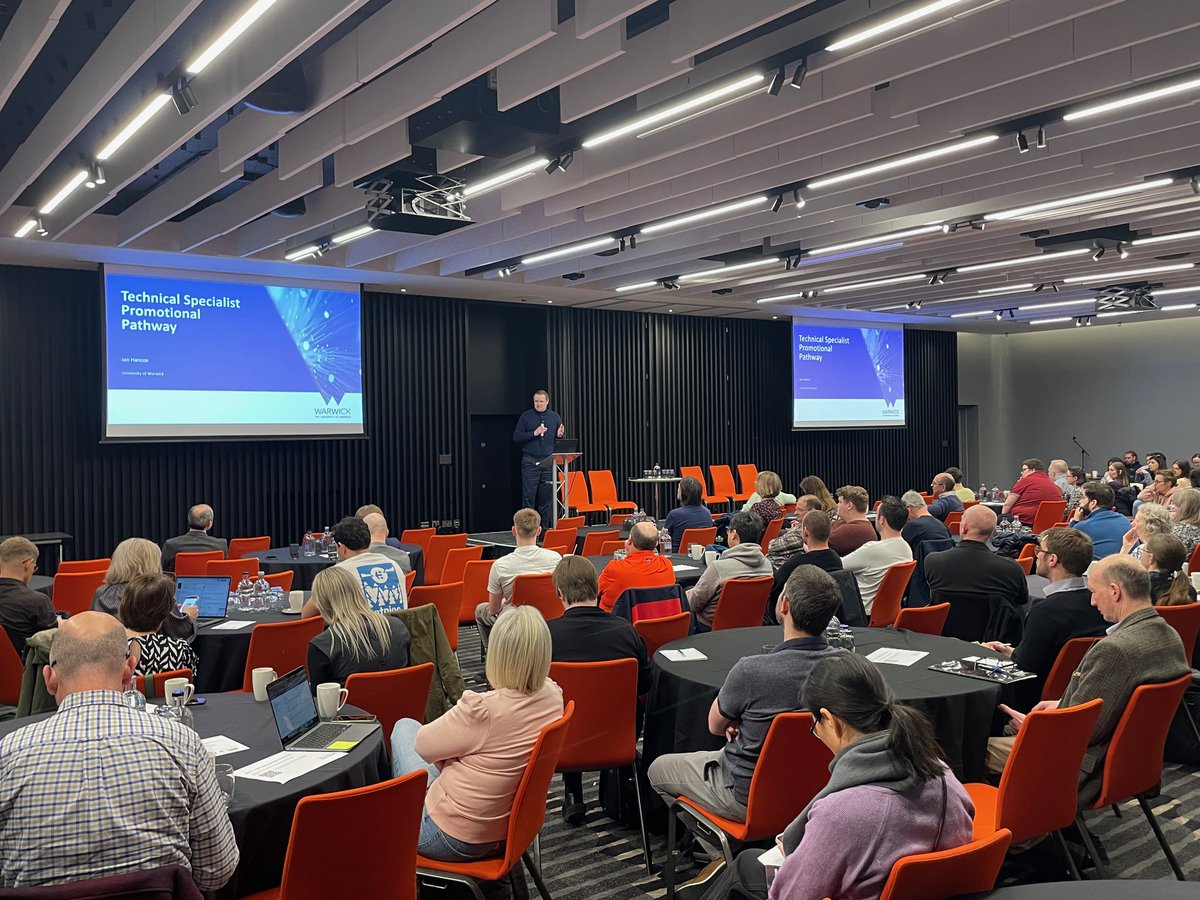 stratocore's tweet photo. Currently @IanHancoxUoW is presenting @uniofwarwick’s Technical Specialist Promotional Pathways at day 2 of #TSNConf24. @uk_itss @MI_TechTALENT @UKTSNetwork https://t.co/DWVUjT9Nu8