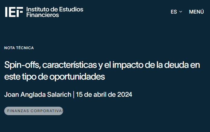 themoneyglory's tweet photo. Hoy tengo el placer de informar que ya está disponible la nota técnica: 

"#spinoffs, características y el impacto de la deuda en este tipo de oportunidades", publicada en @IEF_org y escrita por un servidor

https://t.co/Tmsf4z3vQj https://t.co/2MY79VTFLD