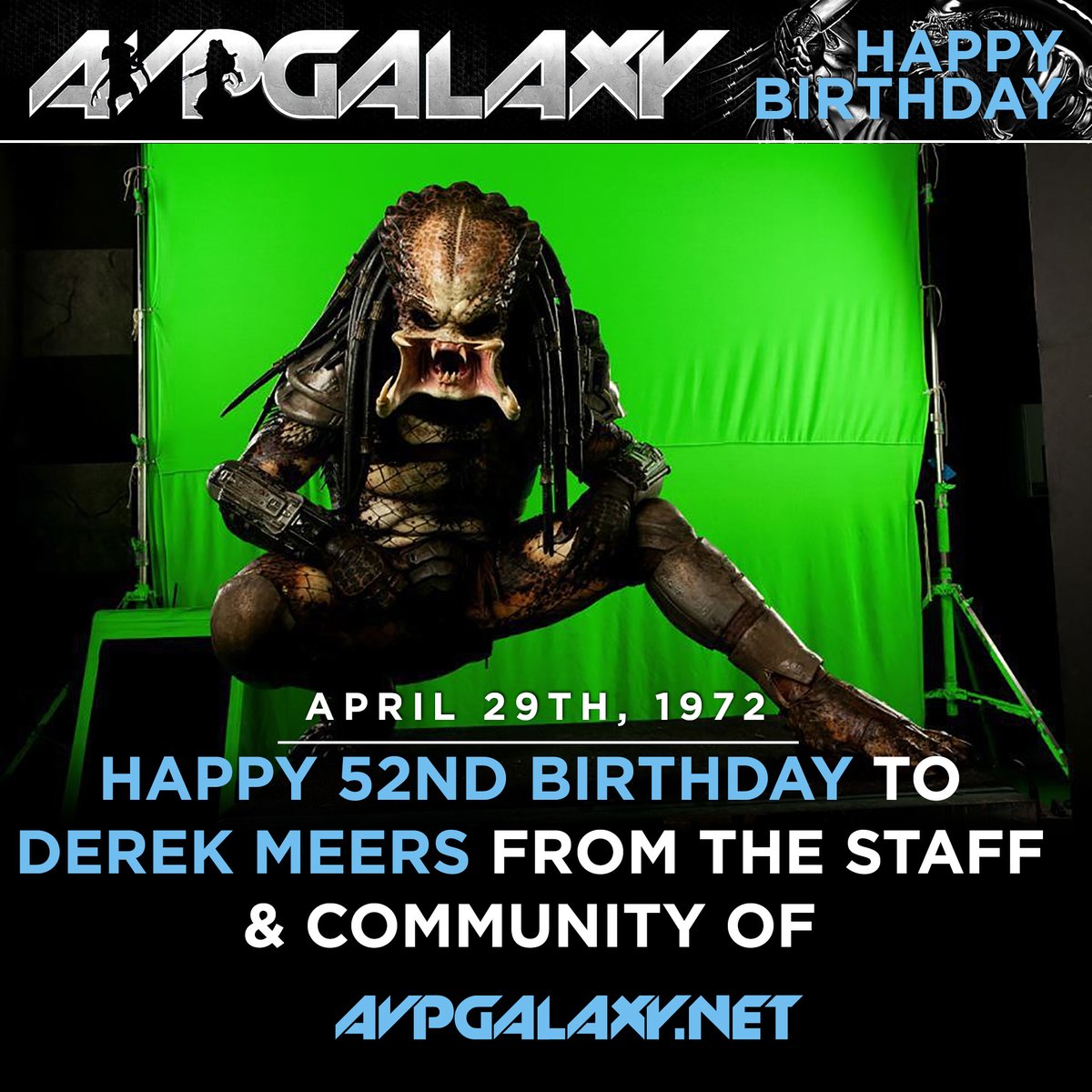 avpgalaxy's tweet photo. The staff and community of Alien vs. Predator Galaxy would like to wish Predators' Derek Mears (aka Crucified Predator) a happy 52nd birthday! #HappyBirthday #DerekMears #Predator #Predators #Yautja #CrucifiedPredator https://t.co/5waLP7QJId