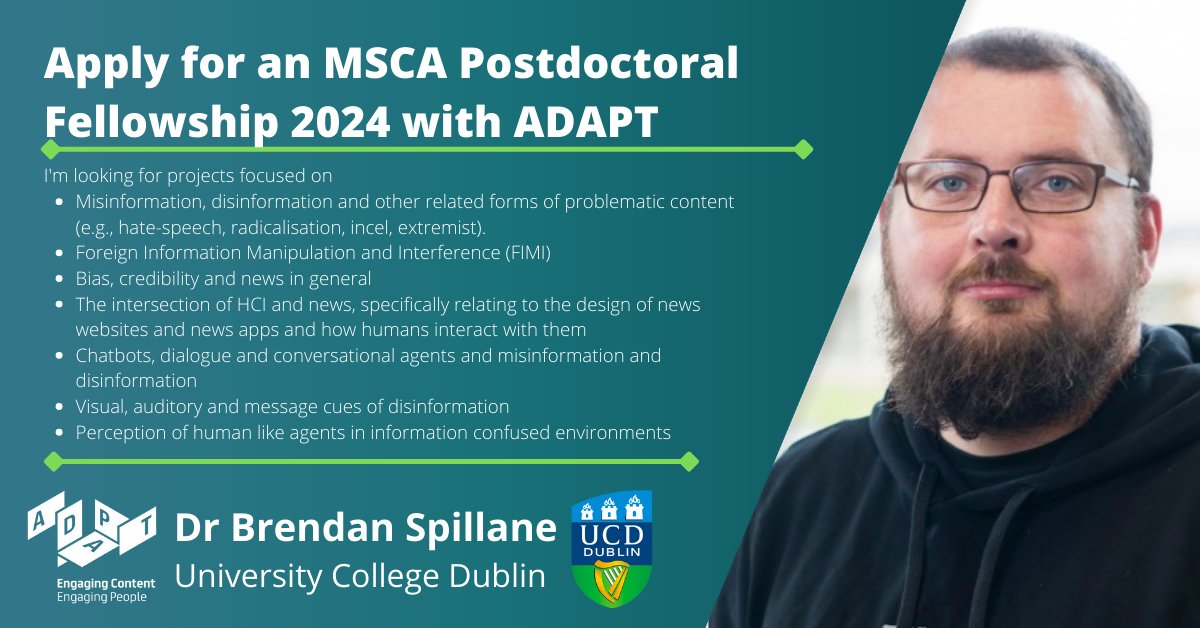 📢 ADAPT is excited to invite expressions of interest for the #competitive & #career #enhancing 2-year European #Postdoctoral #Fellowships, a #HorizonEurope @MSCActions. Find out more: lnkd.in/eETjseQe Please share 🙏 @brendanspillane @ucddublin @IUAofficial…
