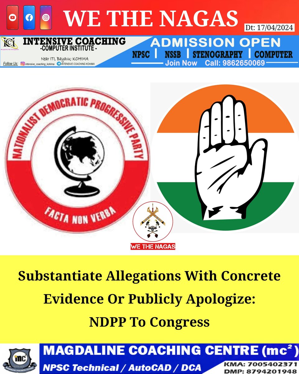 Substantiate Allegations With Concrete Evidence Or Publicly Apologize: NDPP To Congress. . Read more at: instagram.com/p/C525sdHPoo-/…