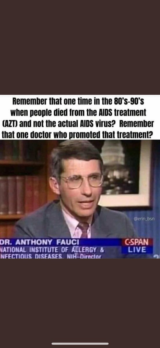 pokeeffejr's tweet photo. Remember “Covid” wasn’t Fauci s first rodeo. He was the guy who killed millions of aids patients with AZT   
LISTEN TO WHAT HE SAYS ABOUT CHILDREN AND CLOSE CONTACTS 
The man is a fuckin psychopath and @MiriamOCal treated him like a god yesterday. https://t.co/9skJC4EbaC