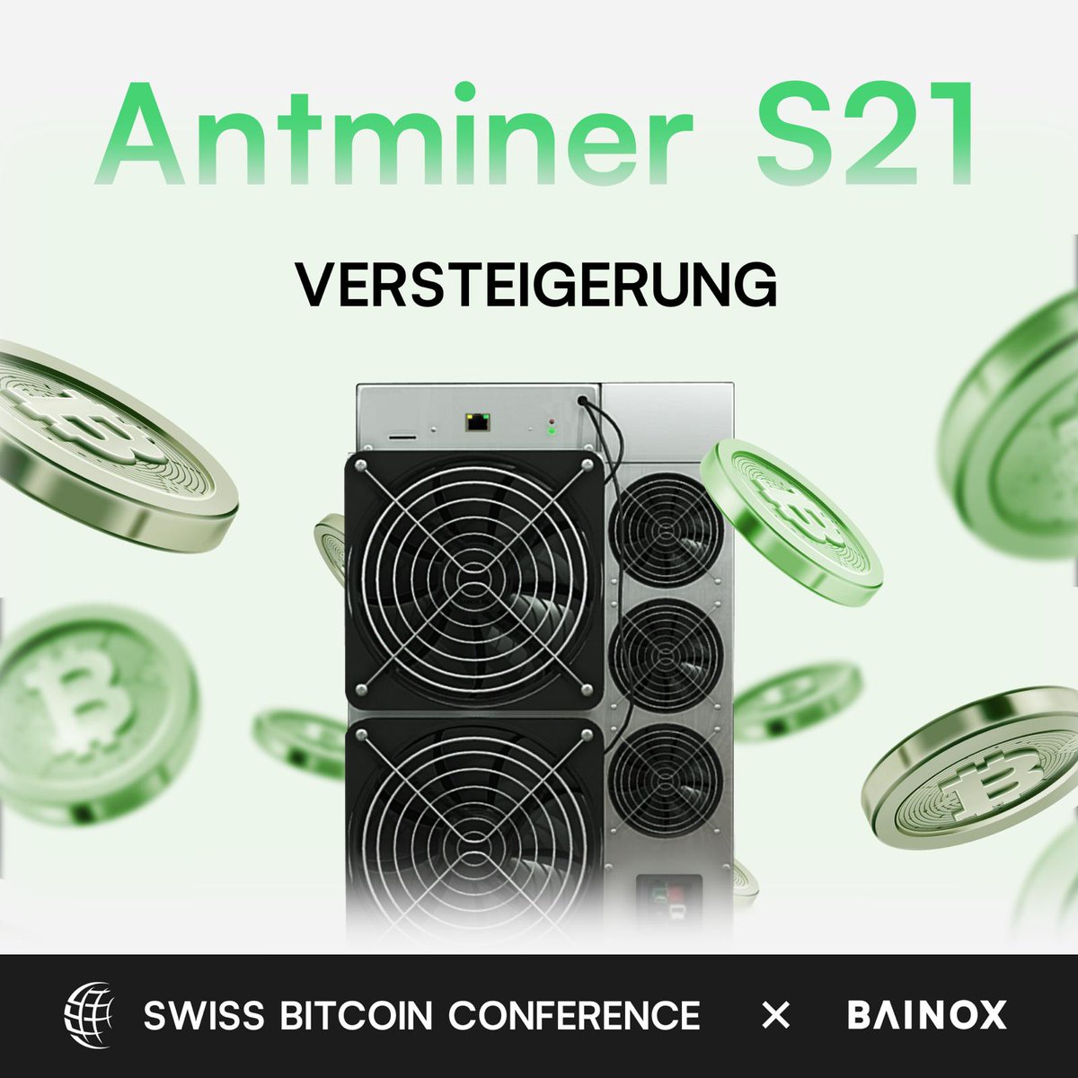 An der Swiss Bitcoin Conference könnt ihr am Samstag Abend den 27. April 2024 einen Antminer S21 von bainox.com ersteigern! Wer vor Ort ist kann in SATS mitbieten. ;) Was es noch alles bei der Auktion gibt erfährt ihr nach dem Halving auf swiss-bitcoin-conference.com